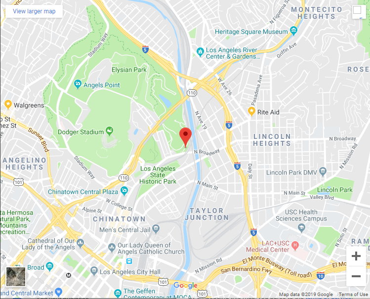 Google Map of Park Row near North Broadway in Elysian Park